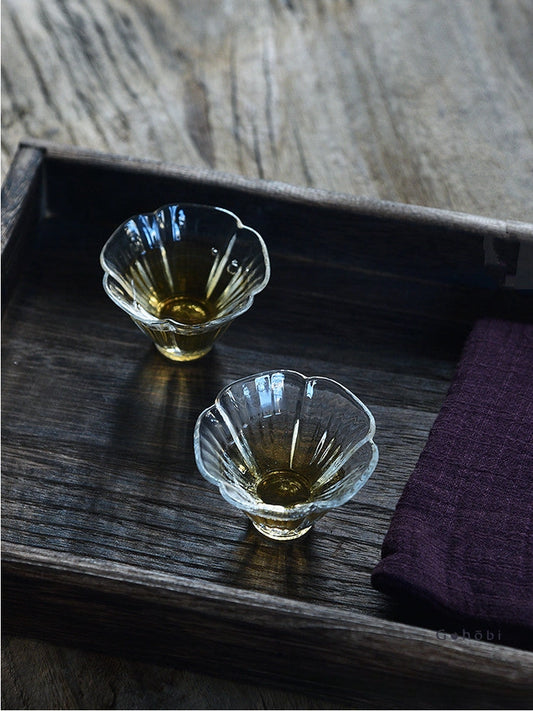 Gohobi Handmade Flower Glass Tea Cup - Set of 4