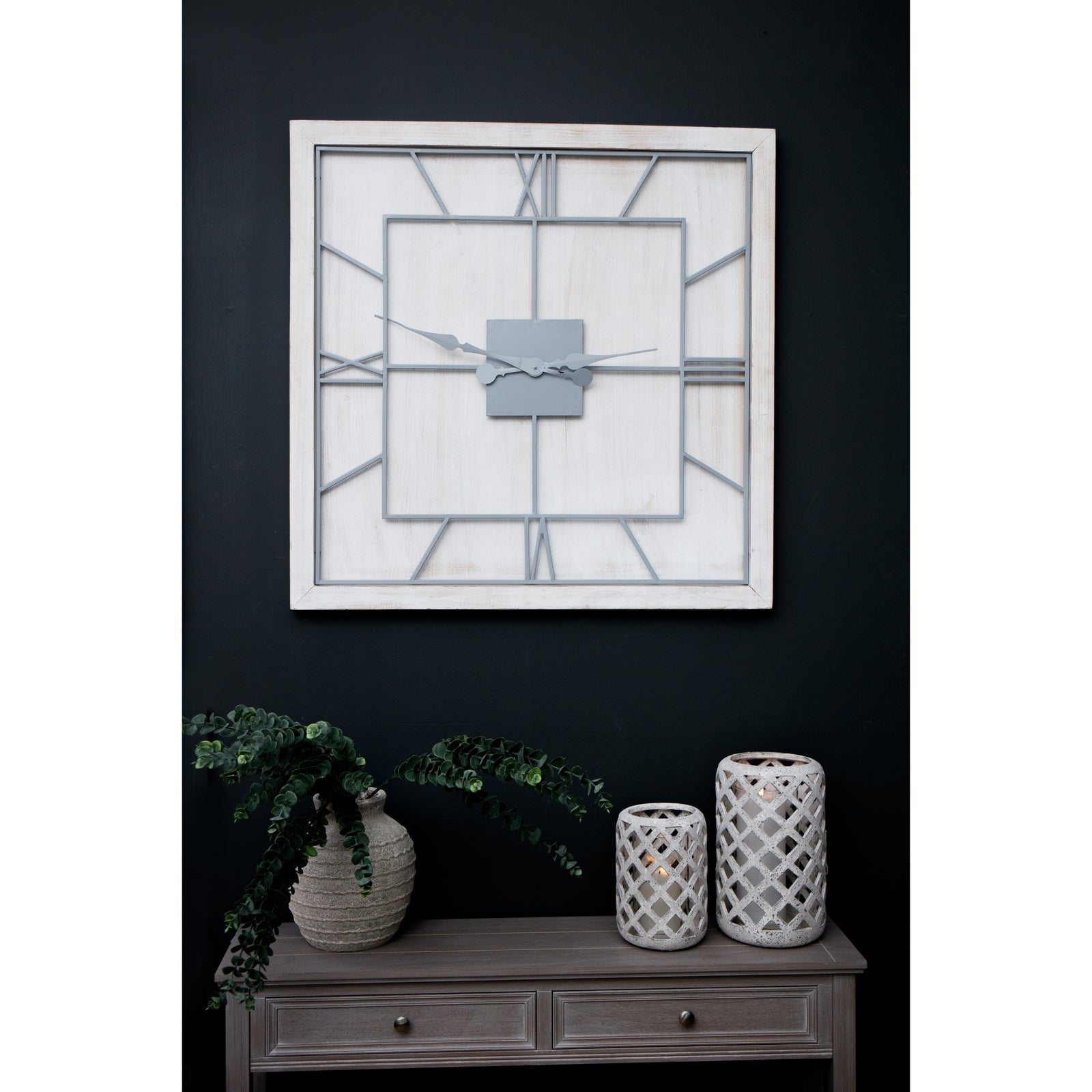Norwood White Square Large Wall Clock