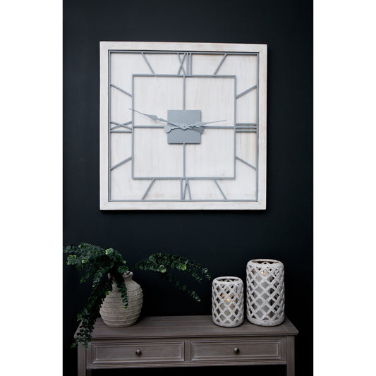 Norwood White Square Large Wall Clock