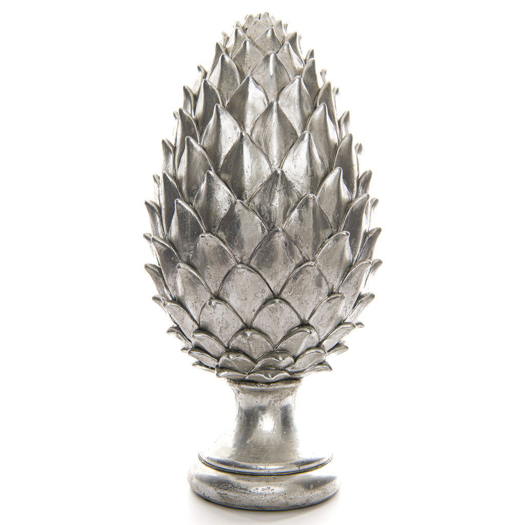 Brella Tall Silver Pinecone Finial - Large
