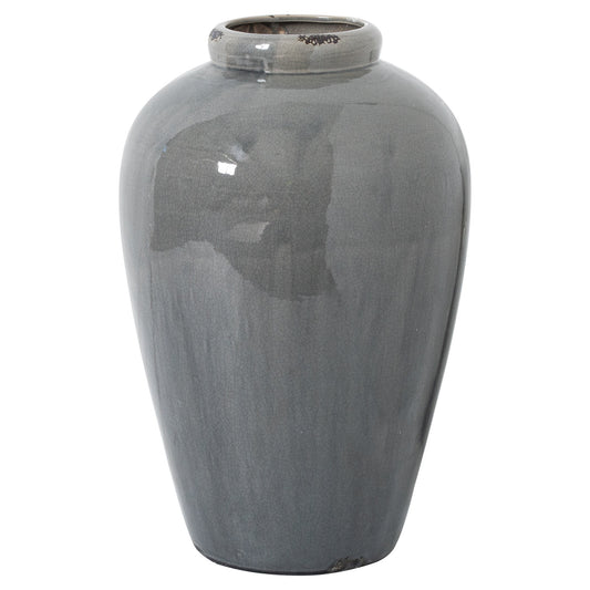 Tahoe Grey Glazed Tall Juniper Vase