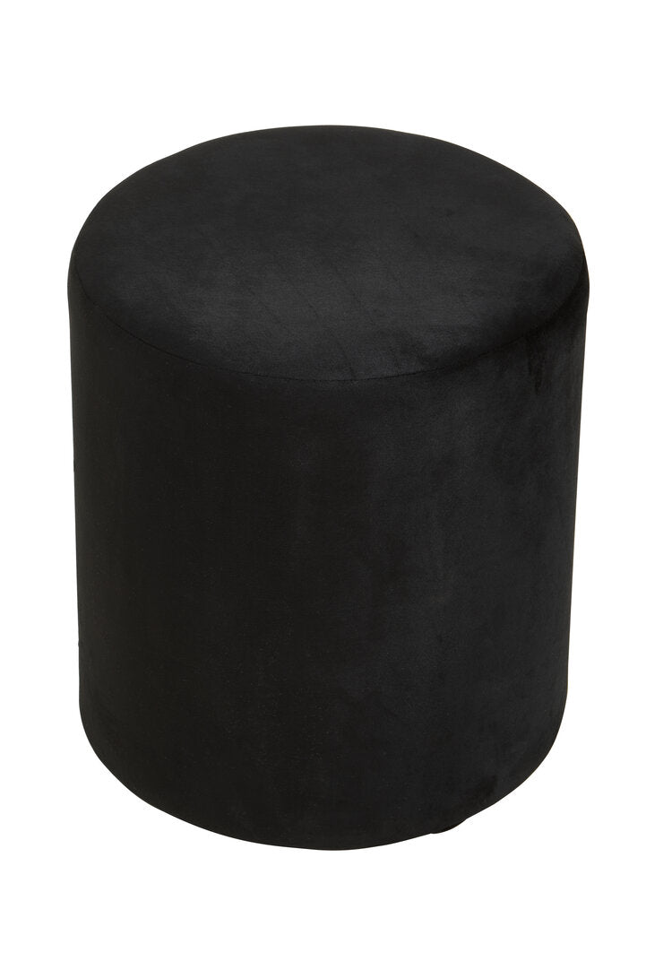 Black cylindrical ottoman on a white background