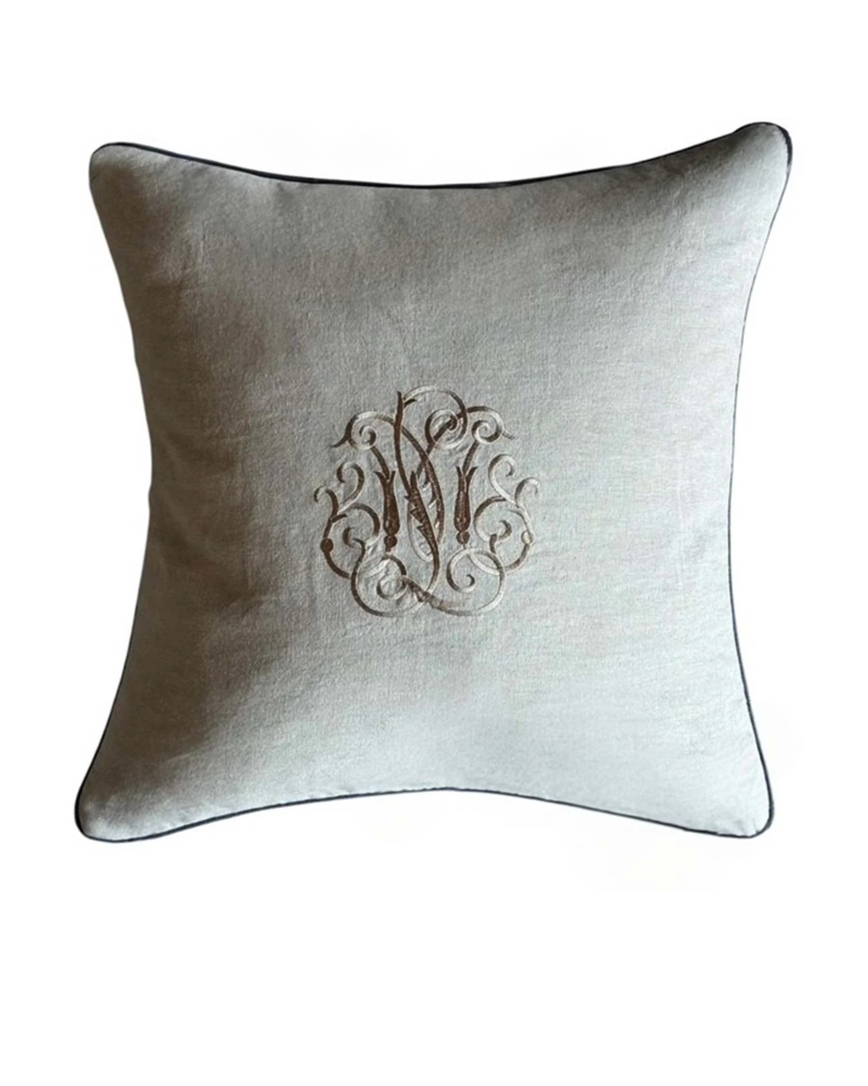 Mariner Emblem Linen Cushion – Taupe & Charcoal