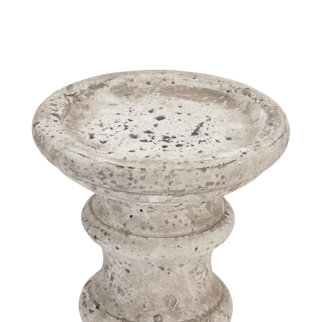 Clara Stone Ceramic Column Candle Holder - Small