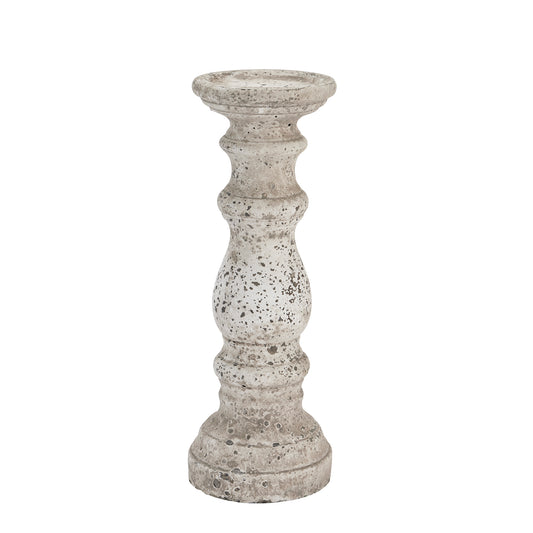 Clara Stone Ceramic Column Candle Holder - Small