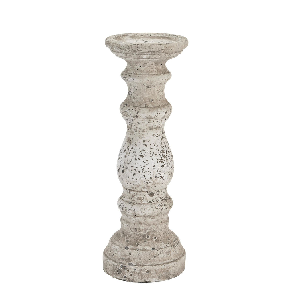 Clara Stone Ceramic Column Candle Holder - Medium