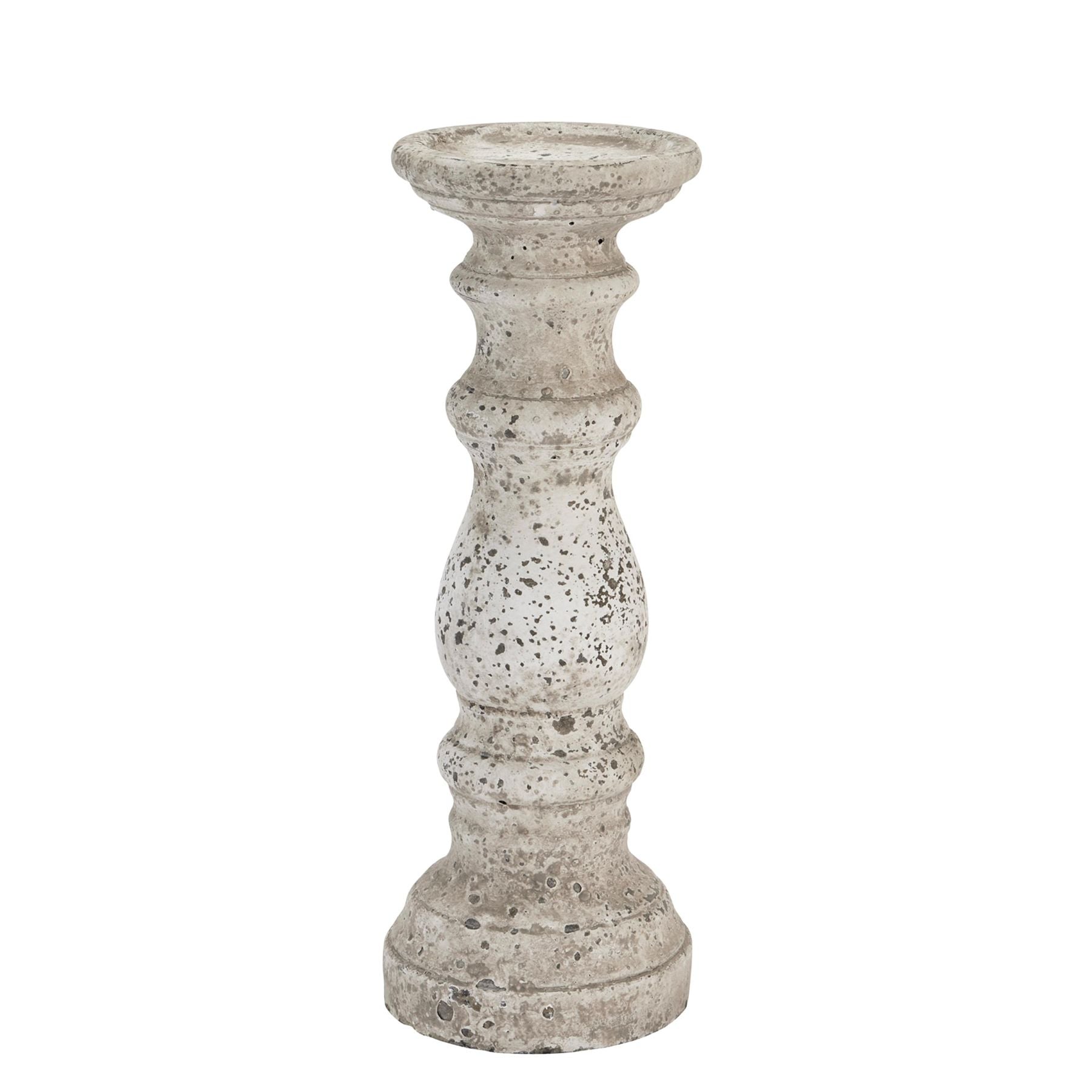 Clara Stone Ceramic Column Candle Holder - Medium