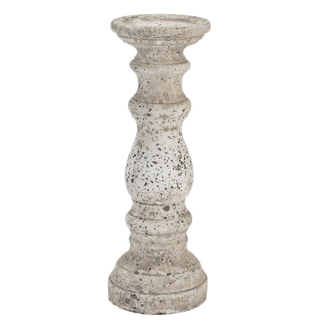 Clara Stone Ceramic Column Candle Holder - Large