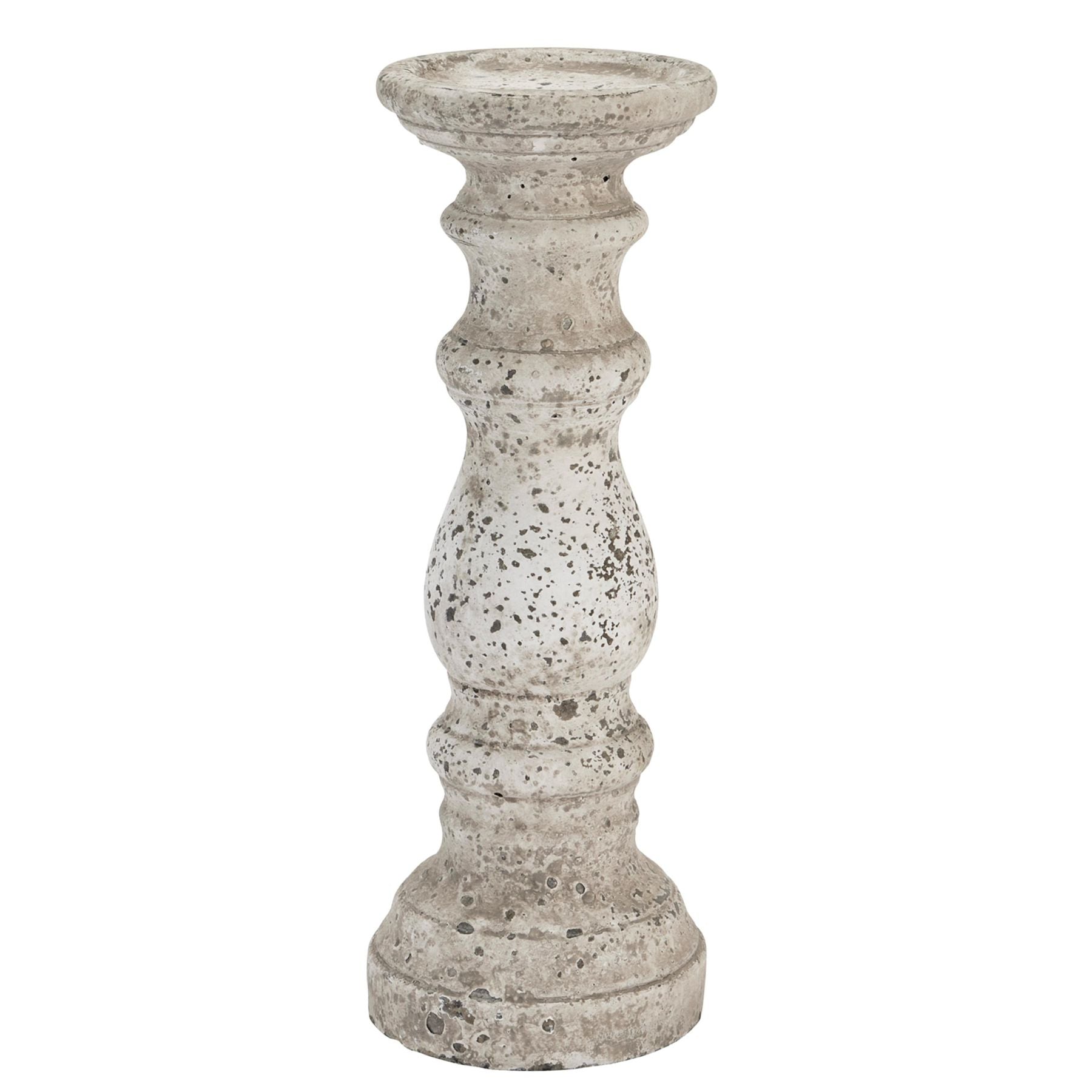 Clara Stone Ceramic Column Candle Holder - Large