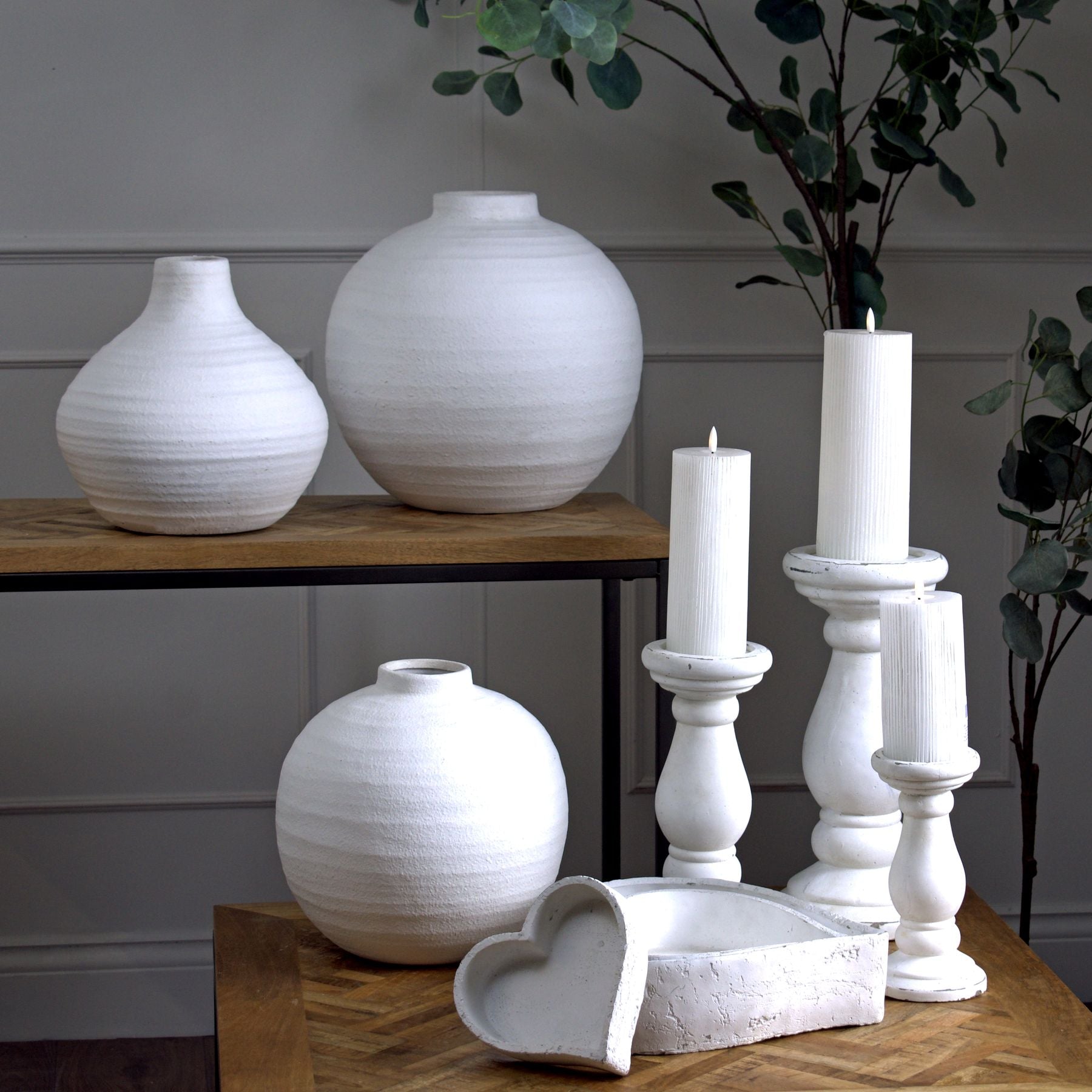 Monterra Matte White Ceramic Candle Holder - Large