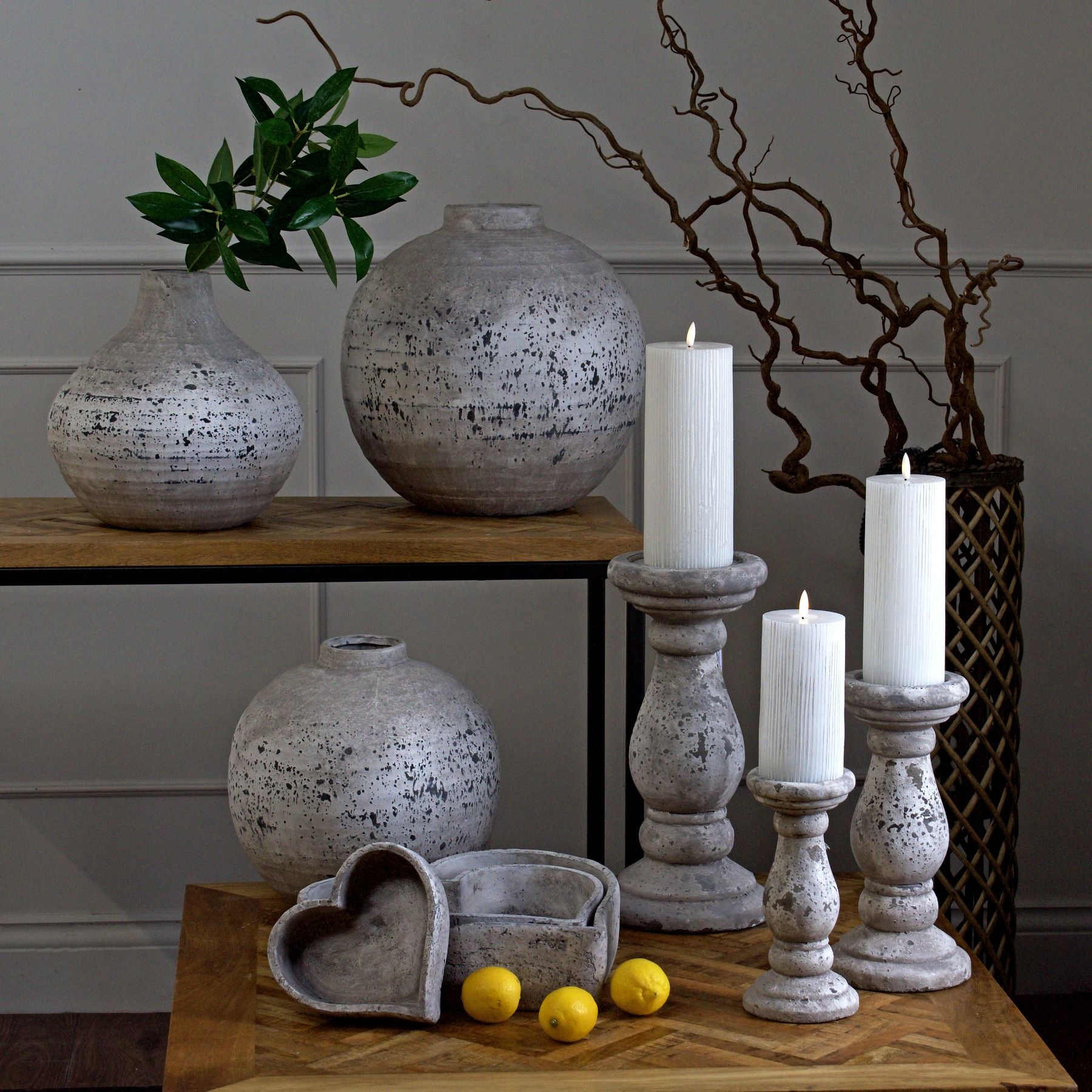 Seawell Stone Ceramic Candle Holder - Large