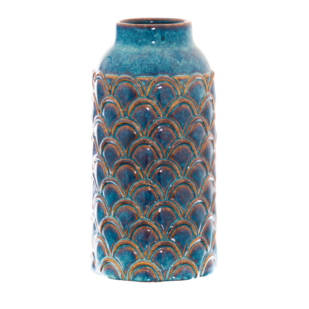 Delaney Indigo Scalloped Vase - Large