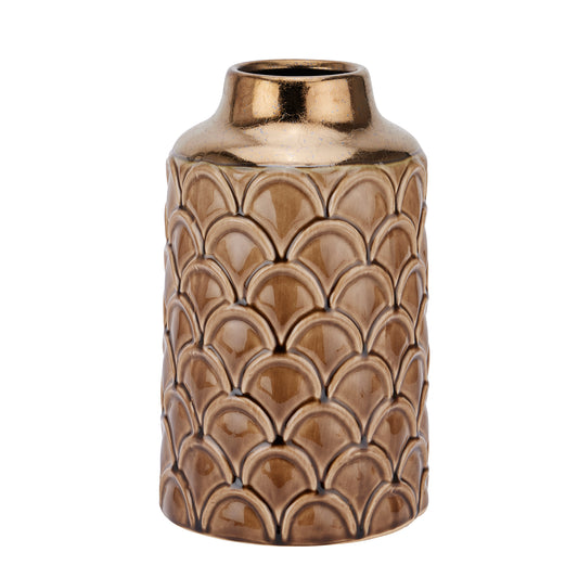 Delaney Caramel Scalloped Vase - Small