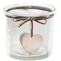 Cielo Smoked Midnight Crackled Heart Candle Holder - Medium