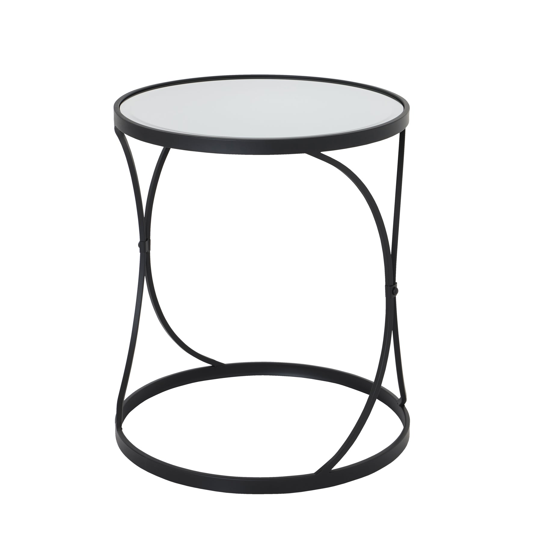 Rhea Set Of Two Black Mirrored Side Tables
