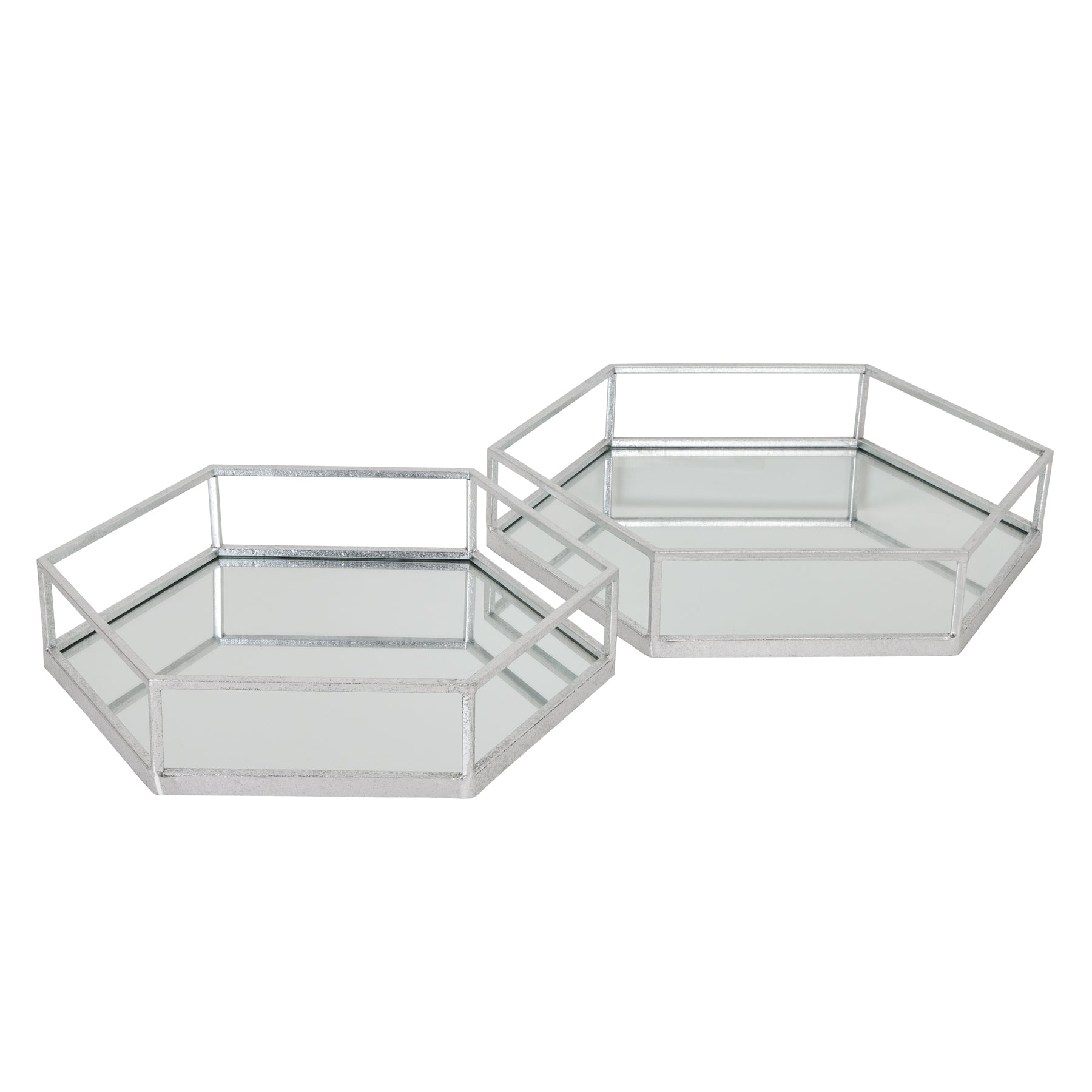 Casita Silver Hexagon Trays - Set of 2