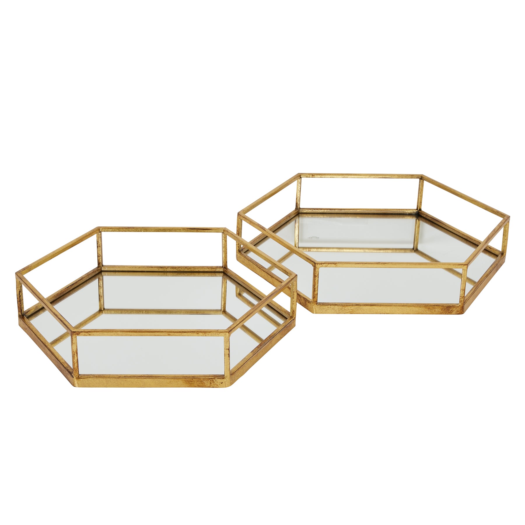 Marina Gold Hexagon Set Of Two Trays