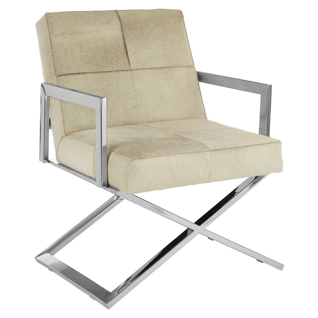 Pimlico Leather Chair - Grey & Polished Silver