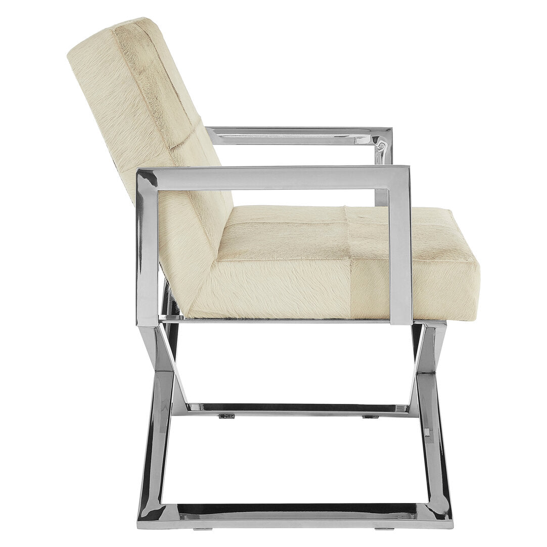 Pimlico Leather Chair - Grey & Polished Silver