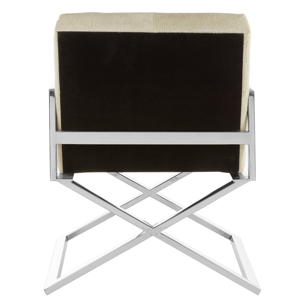 Pimlico Leather Chair - Grey & Polished Silver