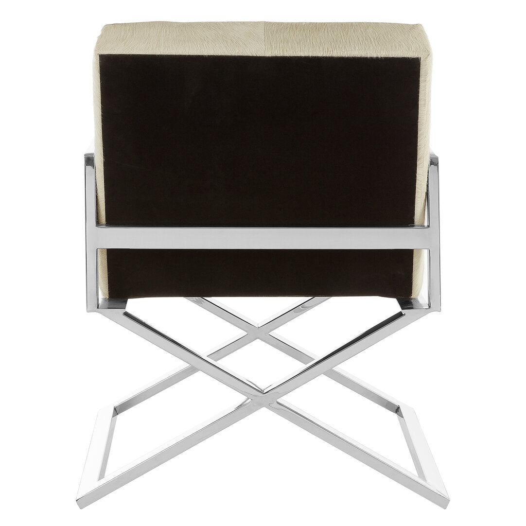 Pimlico Leather Chair - Grey & Polished Silver