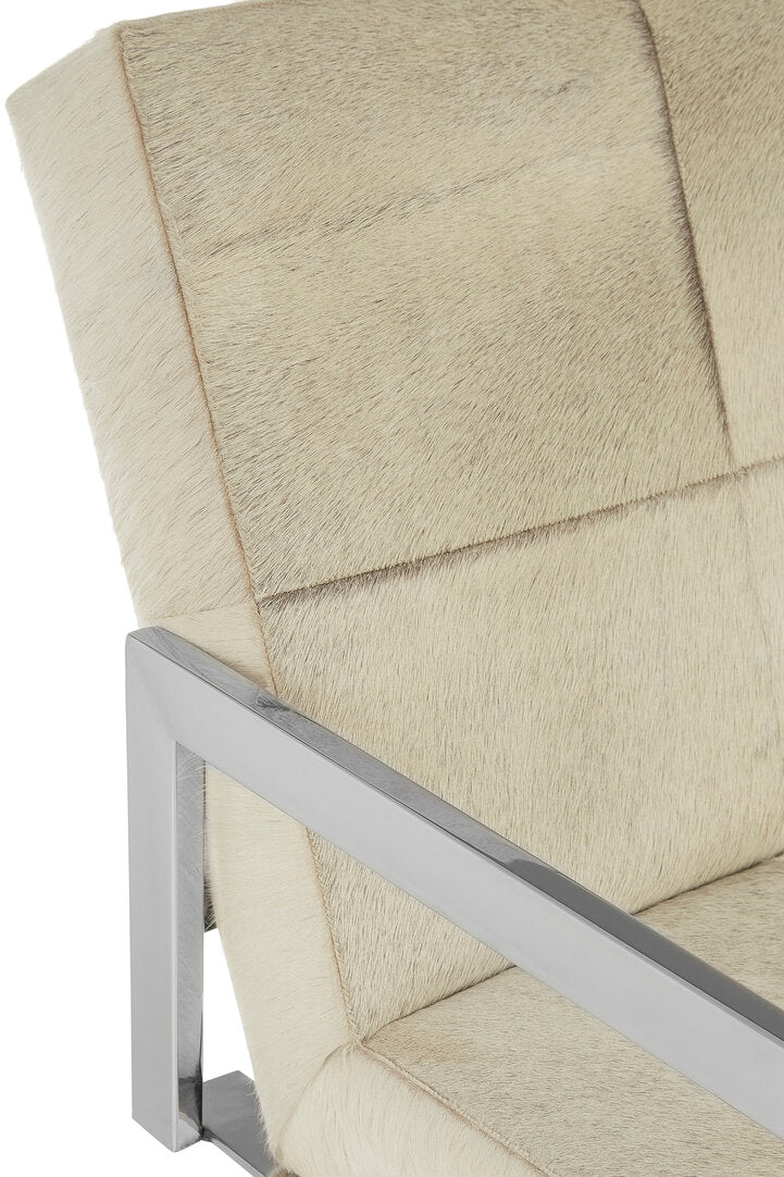 Pimlico Leather Chair - Grey & Polished Silver