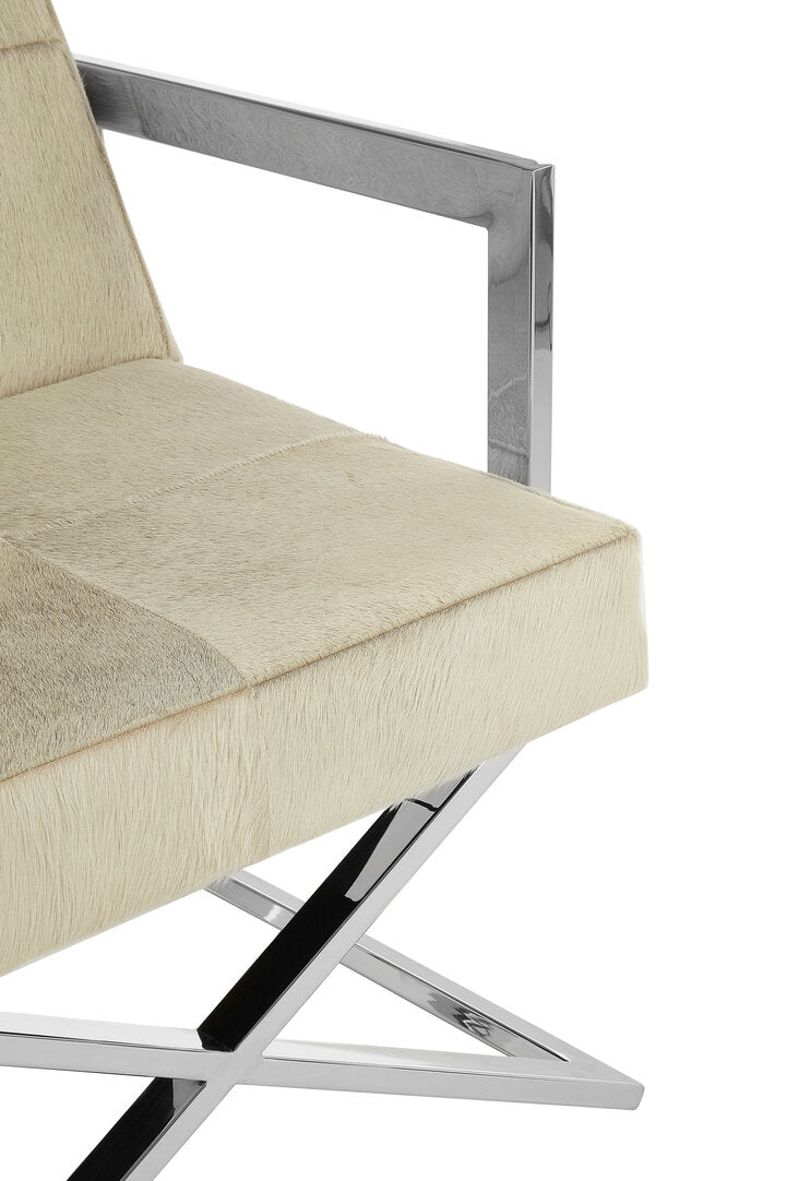 Pimlico Leather Chair - Grey & Polished Silver