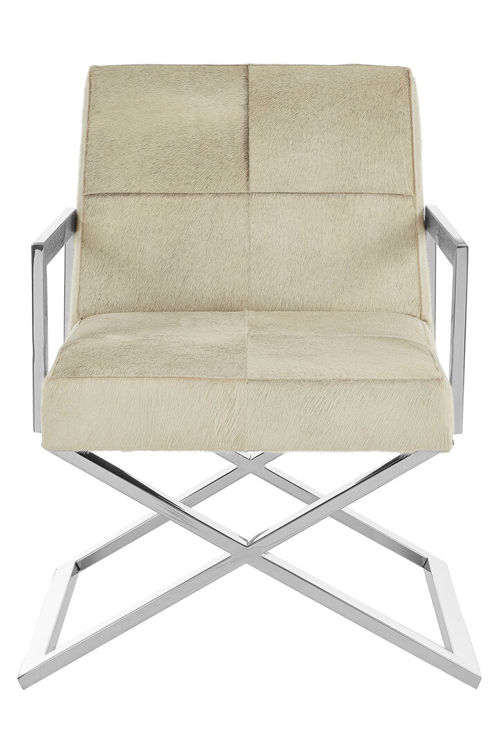 Pimlico Leather Chair - Grey & Polished Silver