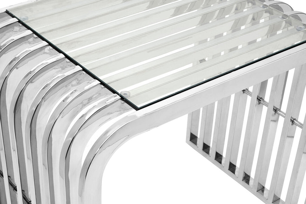 Conrad End Table - Silver & Glass