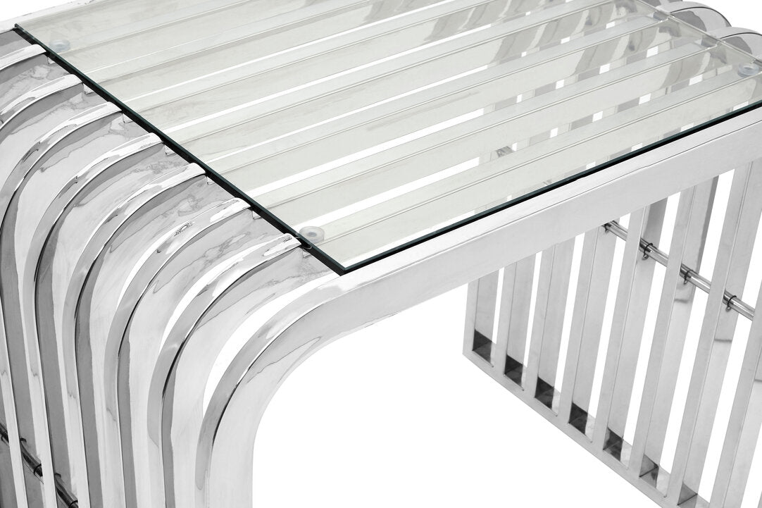 Conrad End Table - Silver & Glass