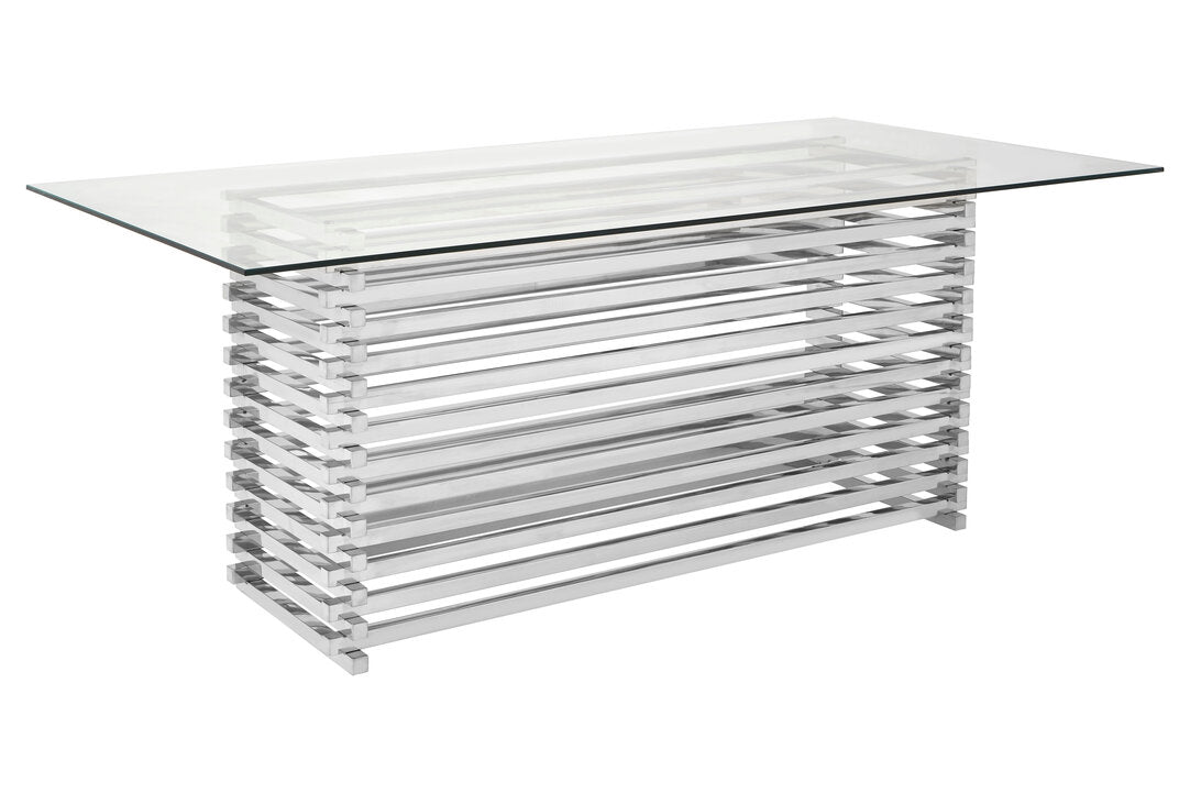 Conrad Dining Table - Silver & Glass