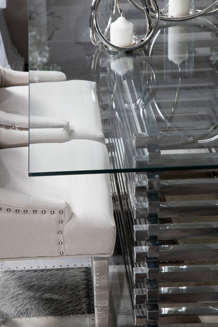 Conrad Dining Table - Silver & Glass