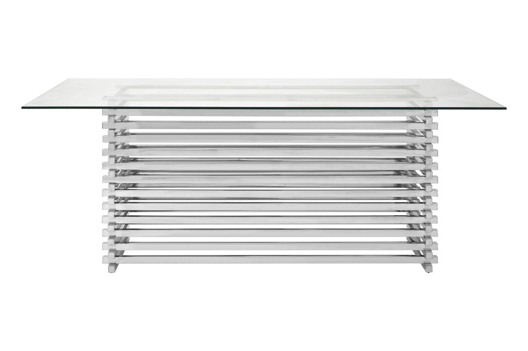 Conrad Dining Table - Silver & Glass
