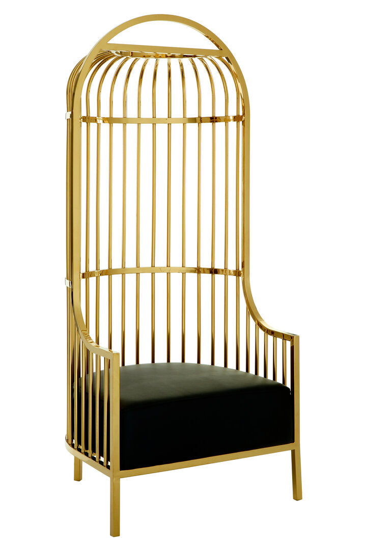 Amara Cage Chair - Gold & Black