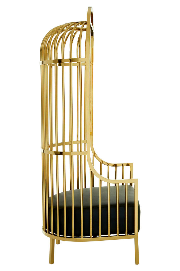 Amara Cage Chair - Gold & Black