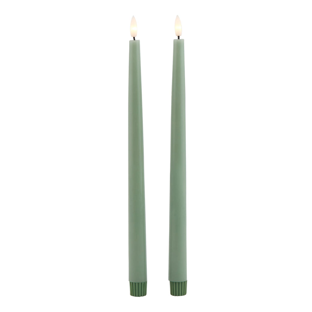 Harper Set of 2 Sage LED Wax Dinner Candles