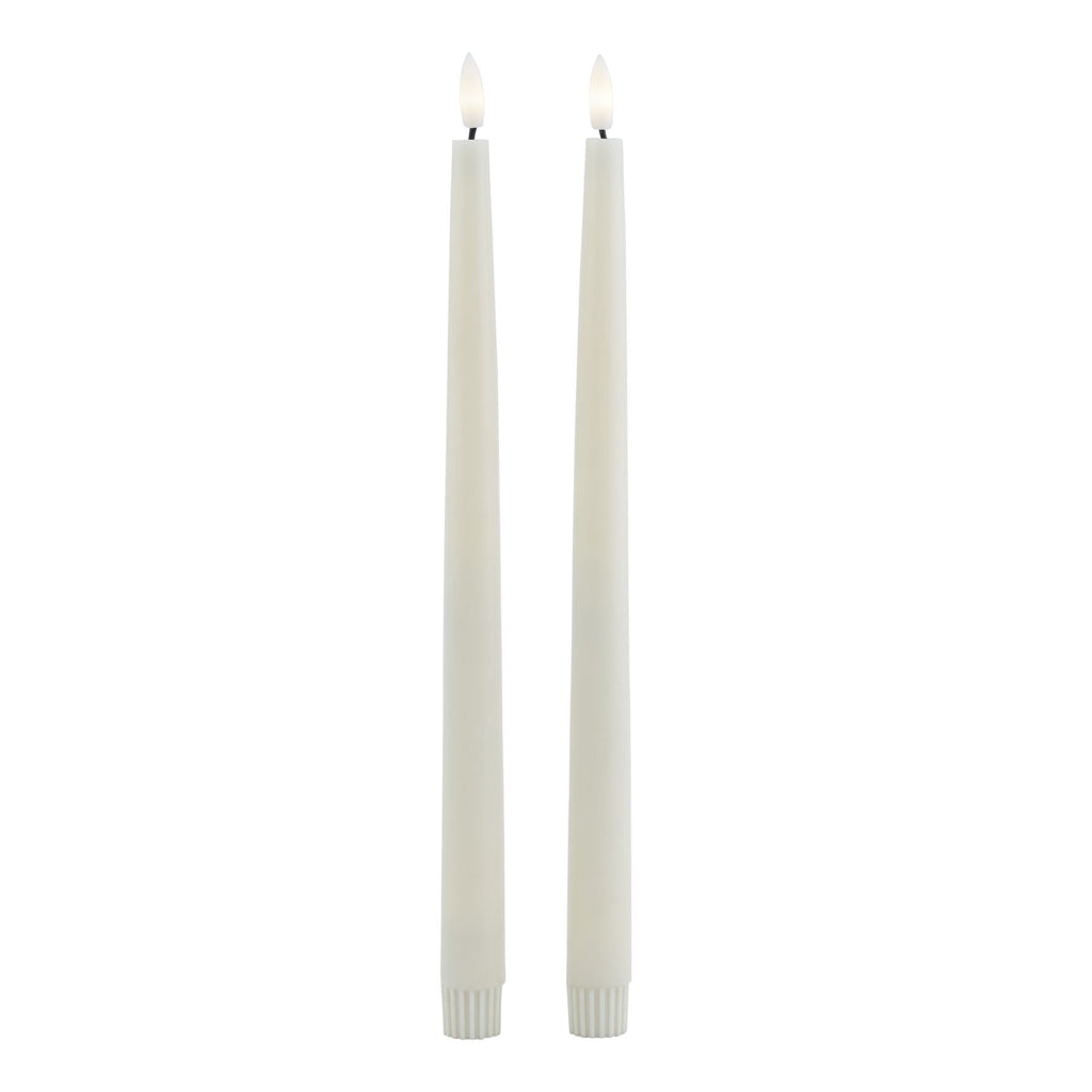 Harper Set of 2 Taupe LED Wax Dinner Candles