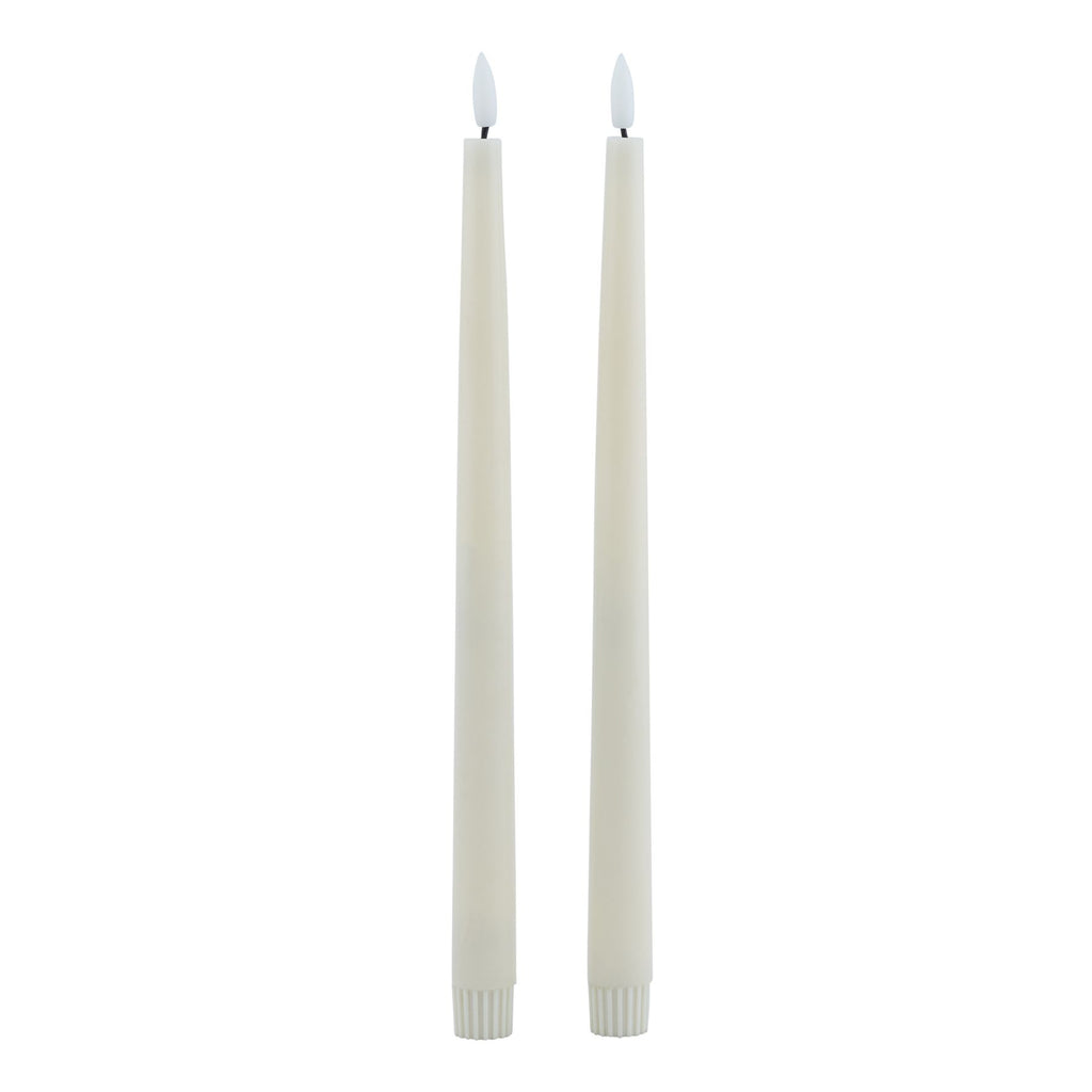 Harper Set of 2 Taupe LED Wax Dinner Candles