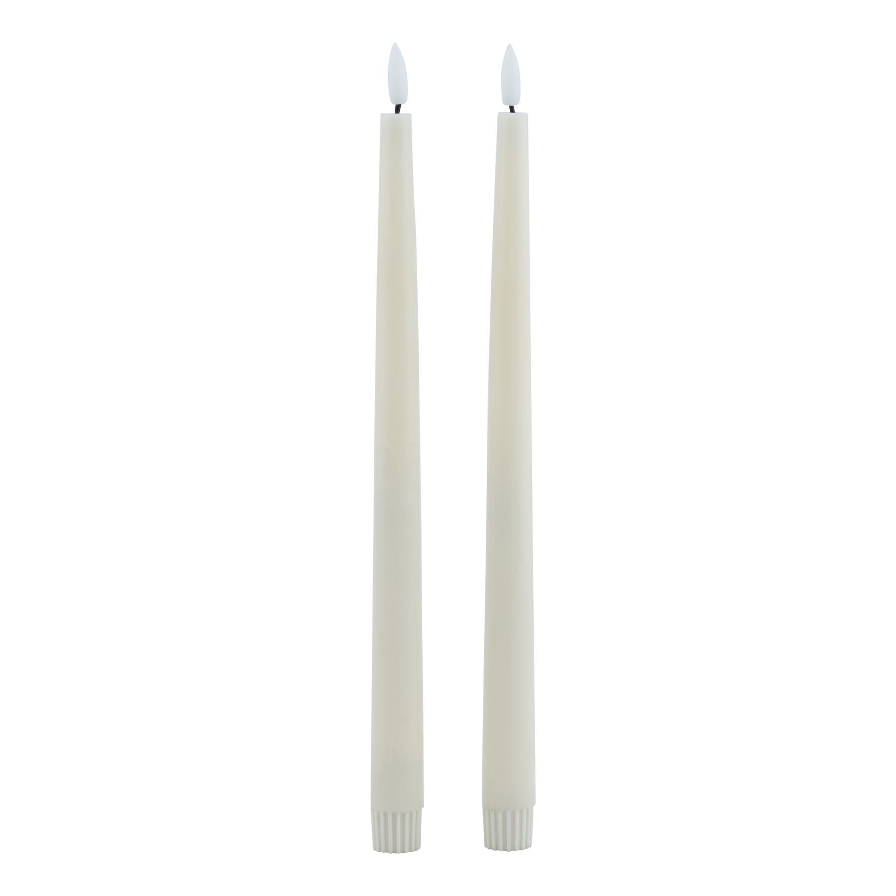 Harper Set of 2 Taupe LED Wax Dinner Candles