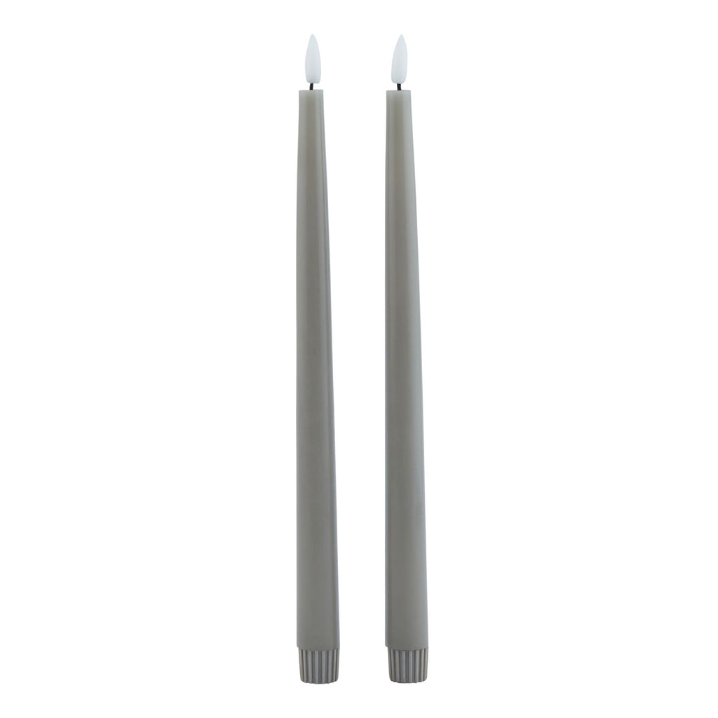 Harper Set of 2 Grey LED Wax Dinner Candles