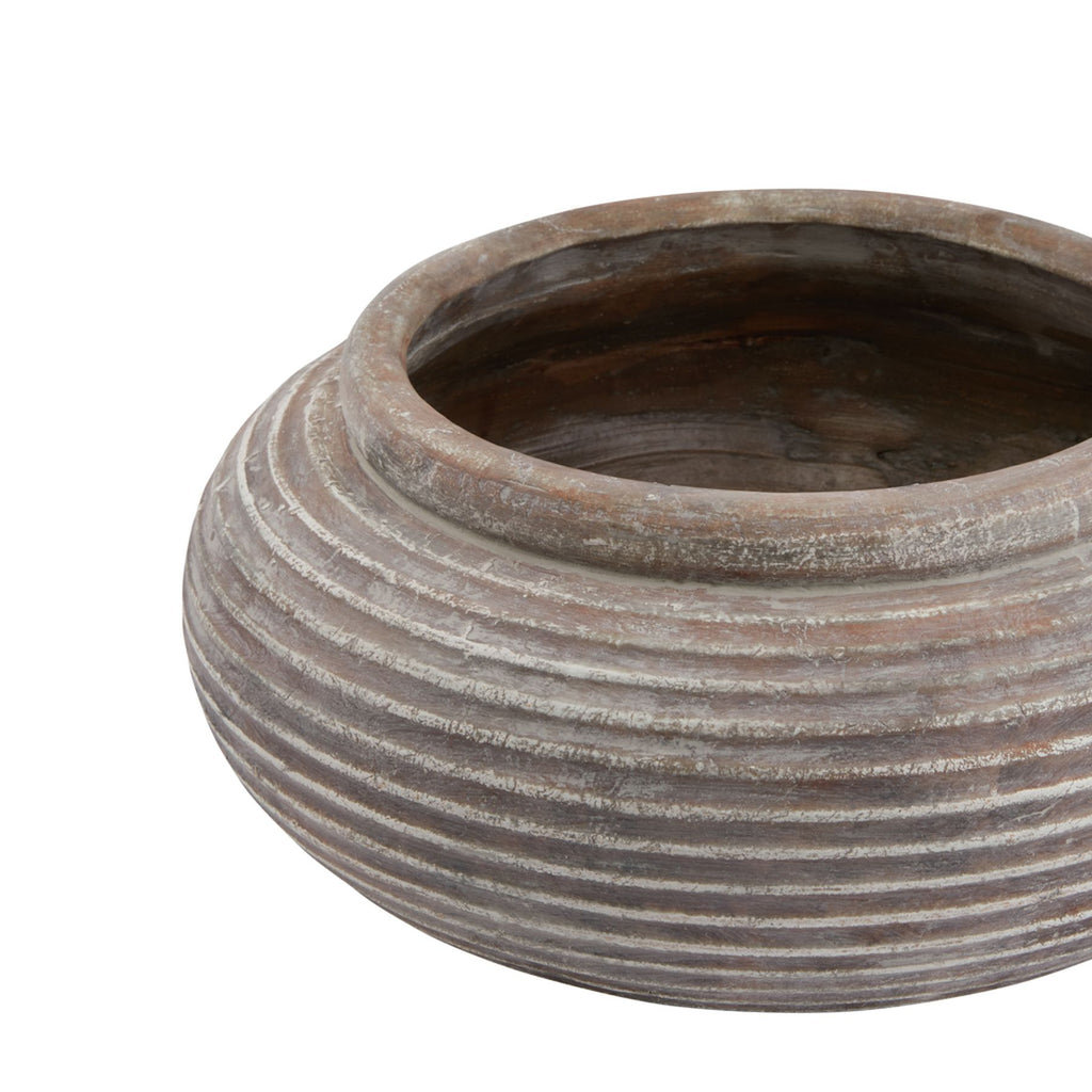 Novae Brown Round Ribbed Planter