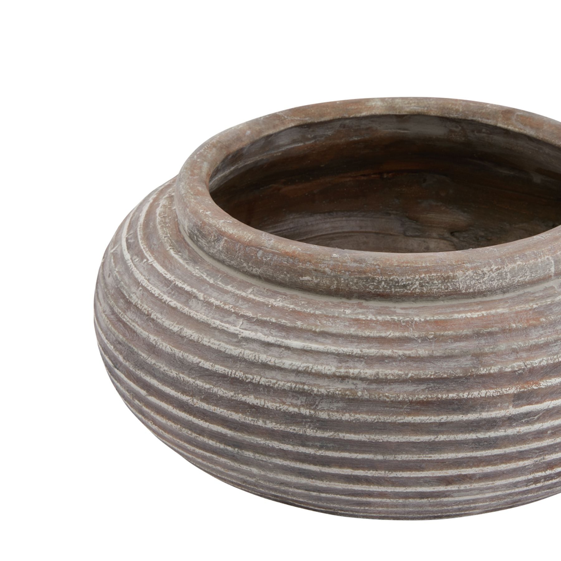 Novae Brown Round Ribbed Planter