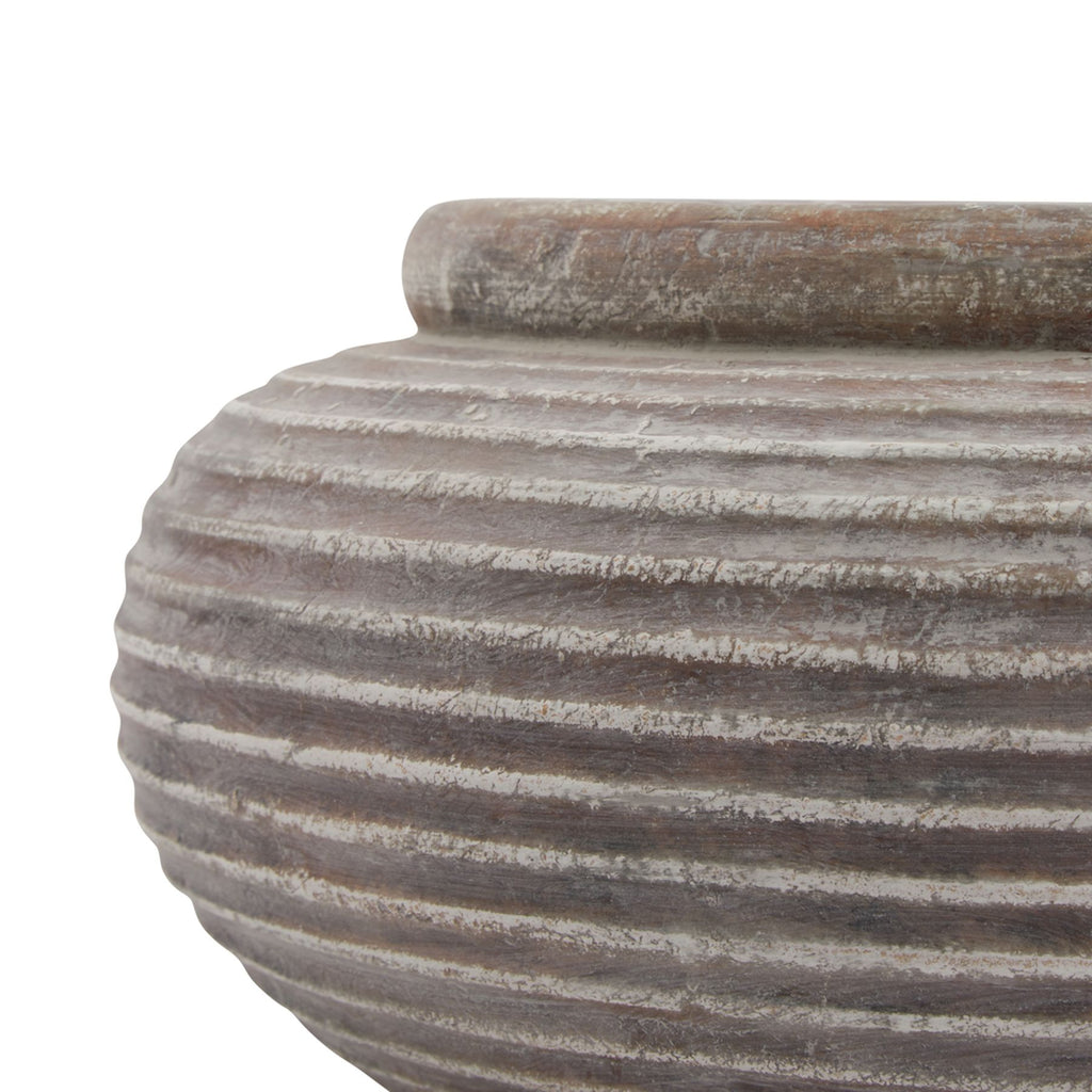 Novae Brown Round Ribbed Planter