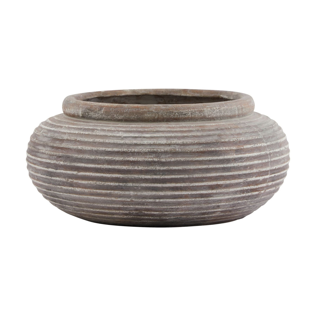 Novae Brown Round Ribbed Planter