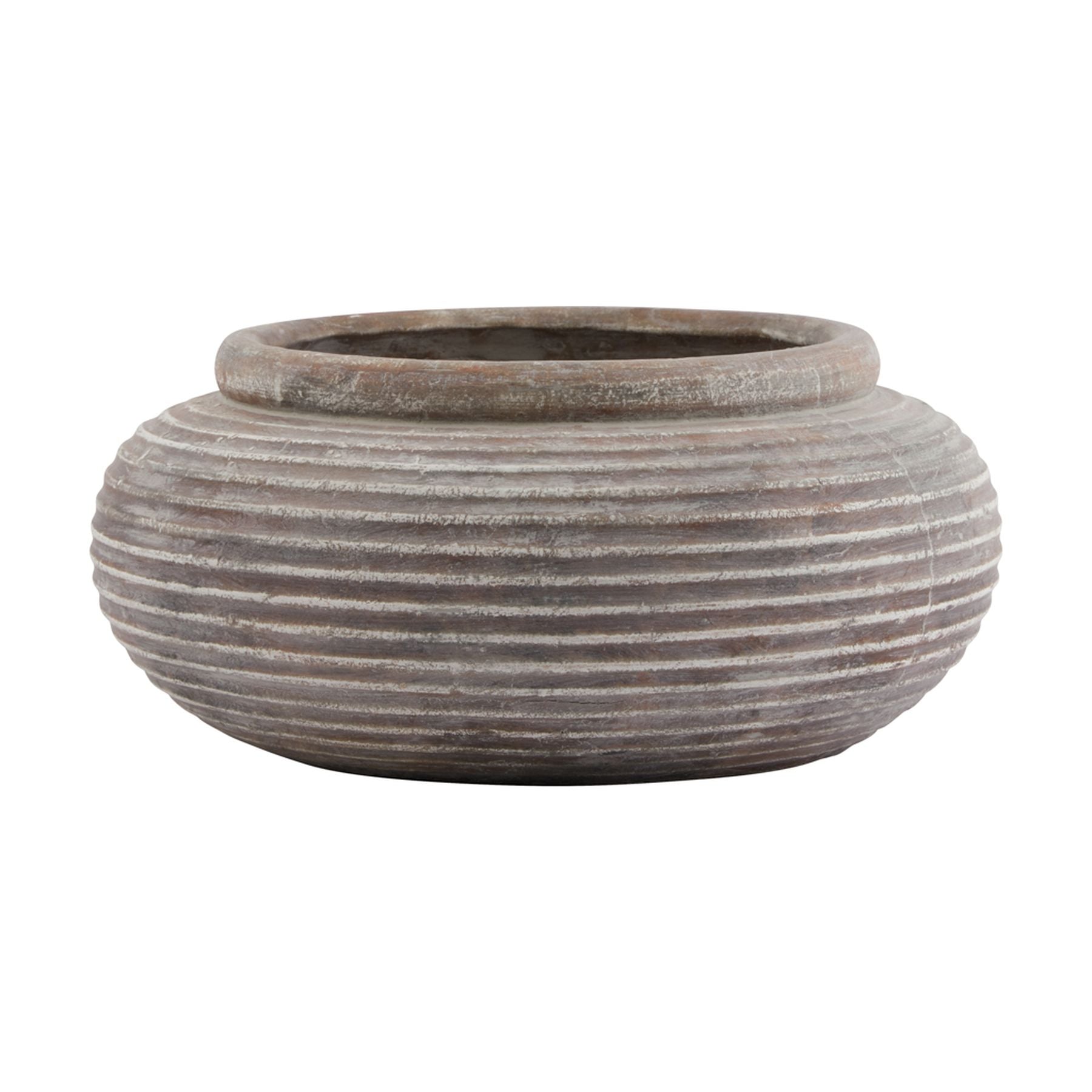 Novae Brown Round Ribbed Planter