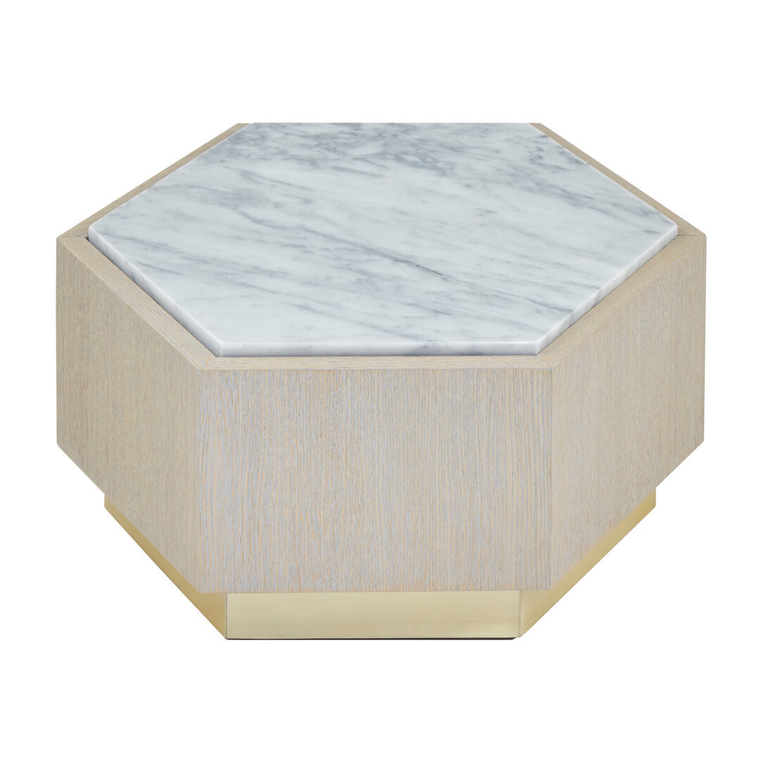 Palazzo Hexagon Side Table - Light Oak & Marble