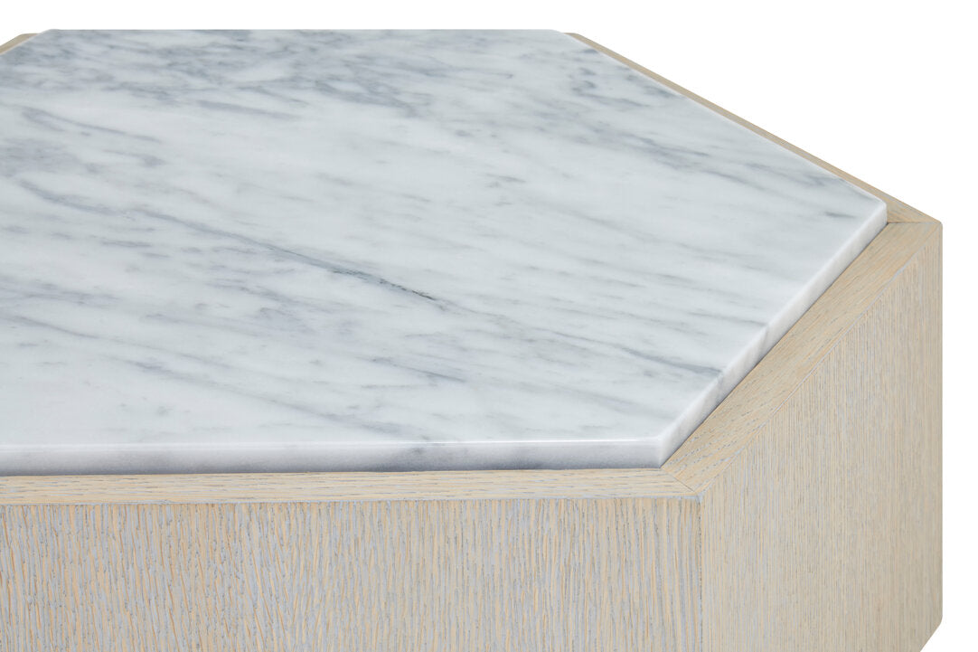 Palazzo Hexagon Side Table - Light Oak & Marble