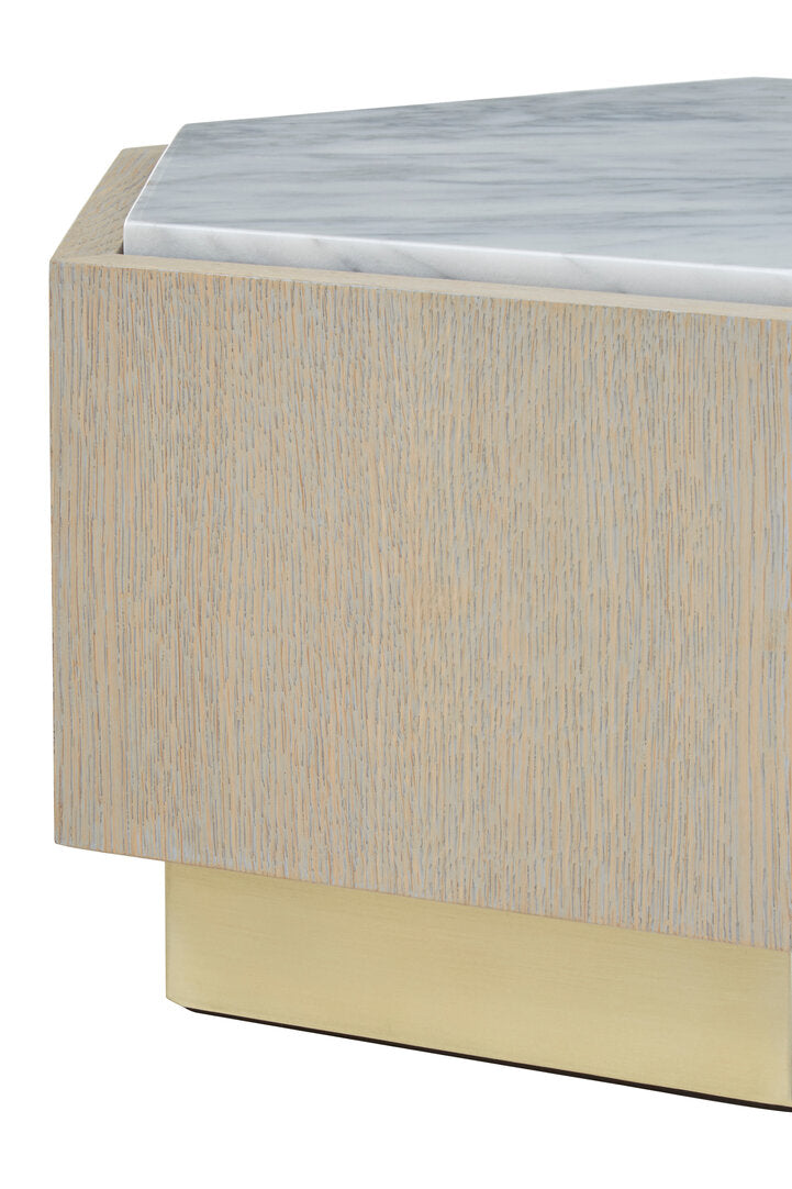 Palazzo Hexagon Side Table - Light Oak & Marble