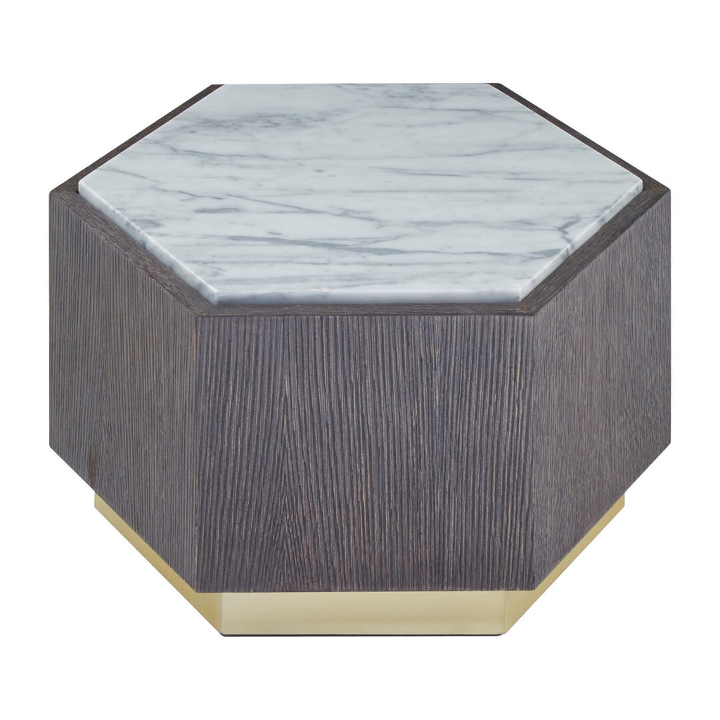 Palazzo Hexagon Side Table - Dark Oak & Marble