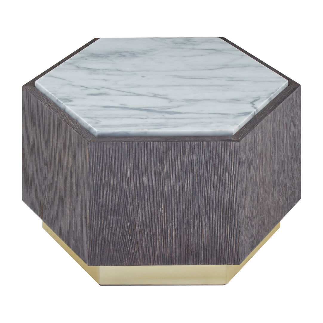 Palazzo Hexagon Side Table - Dark Oak & Marble